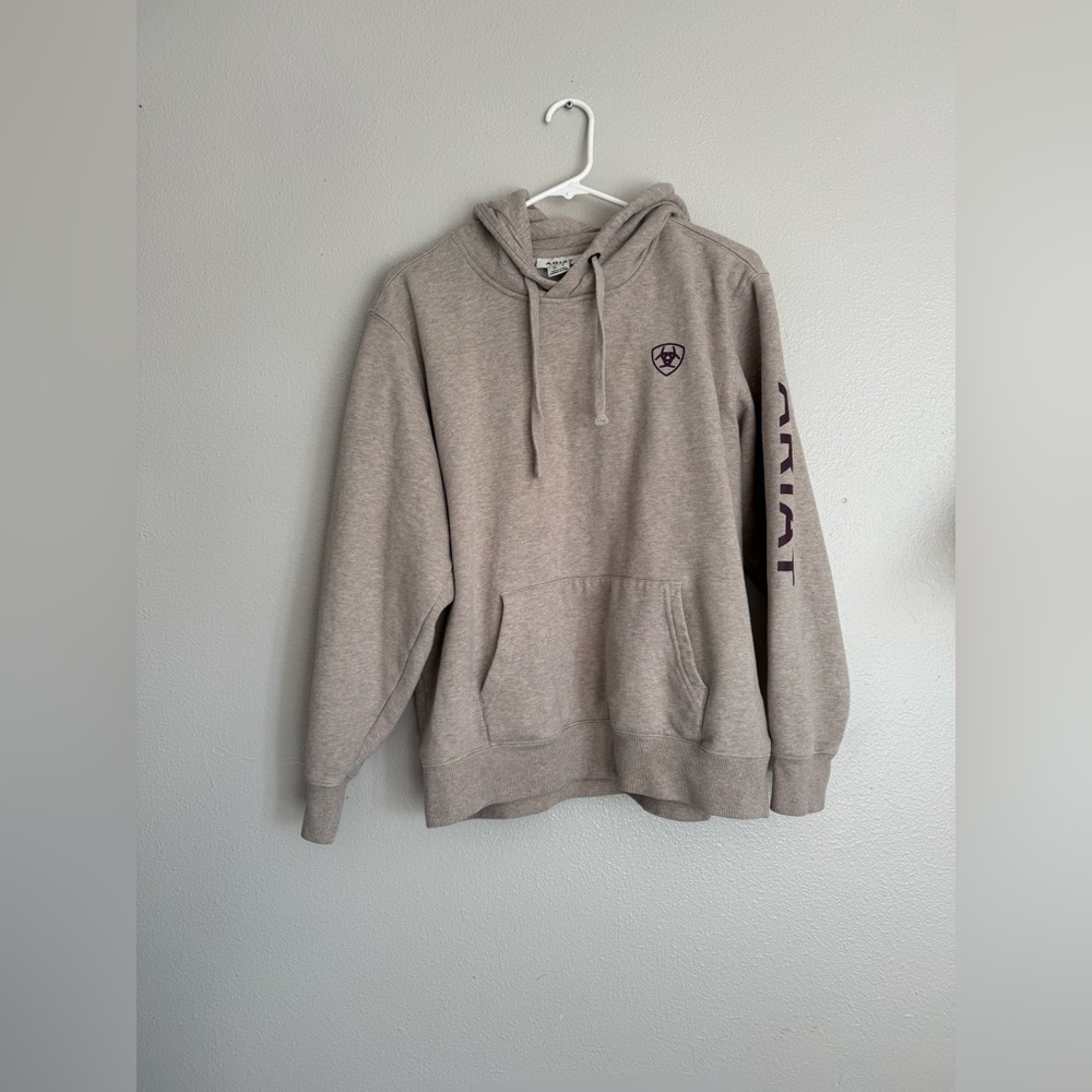 Ariat Women Oatmeal Heather Hooded Sweatshirt - Picture 2 of 4